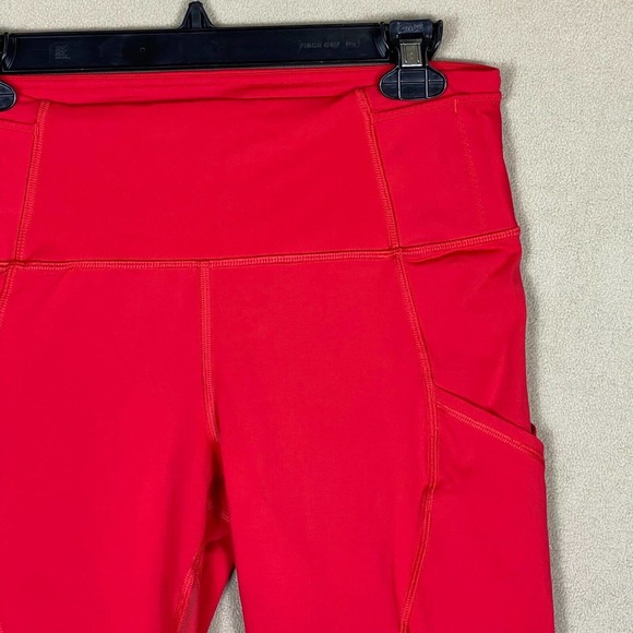 Lululemon Athletic Capri Pants Womens 8 Red Side Pocket Stretch Elastic Waist - Picture 3 of 11